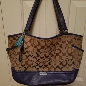Coach brown and blue handbag